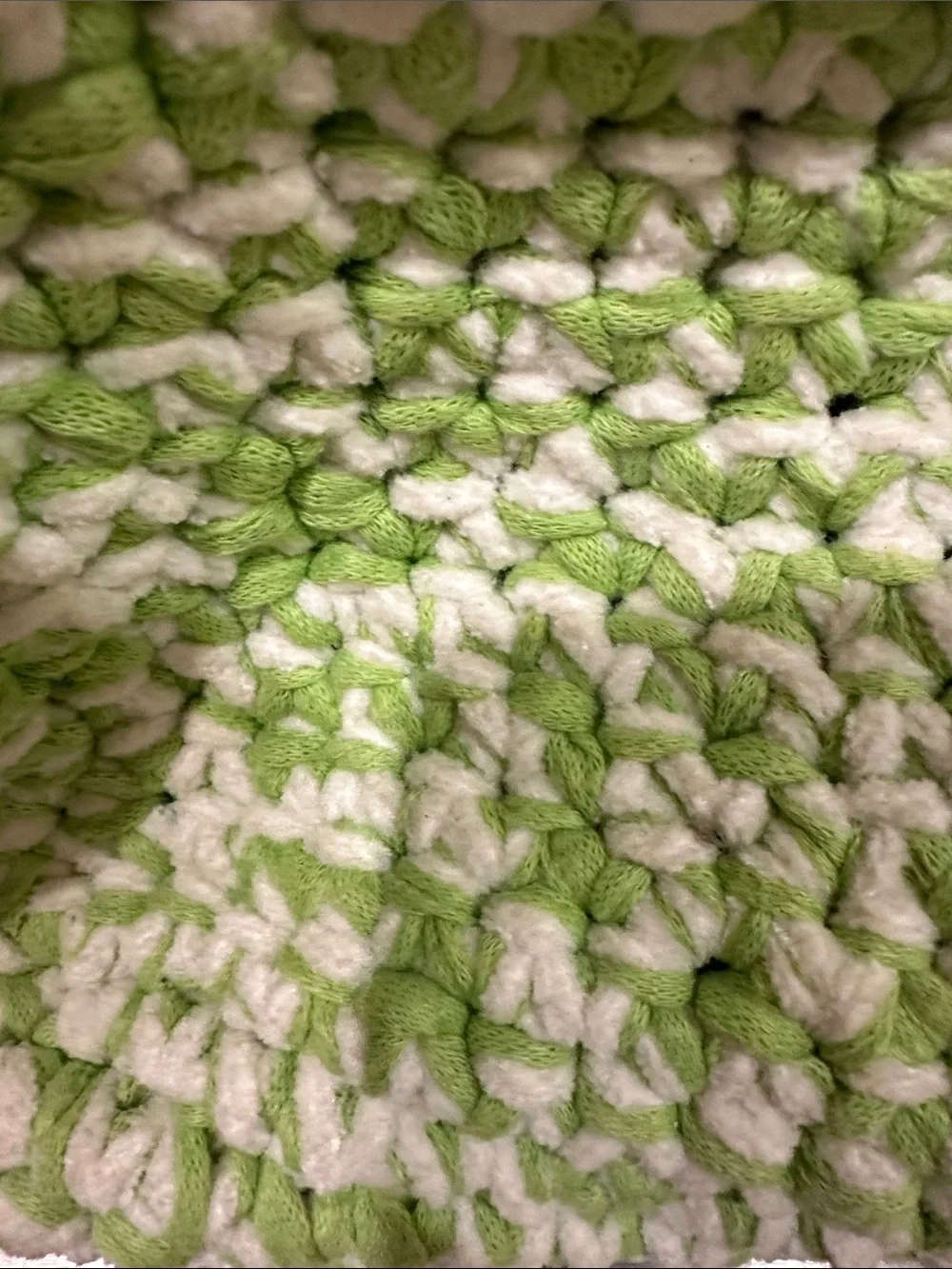 Soft Handcrafted Green and White Crochet Accent Basket